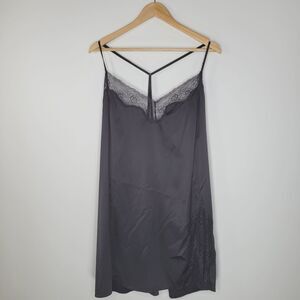 CACIQUE Black Strappy Negligee Size  26 / 28 Silky Mini Lingerie Slip Dress